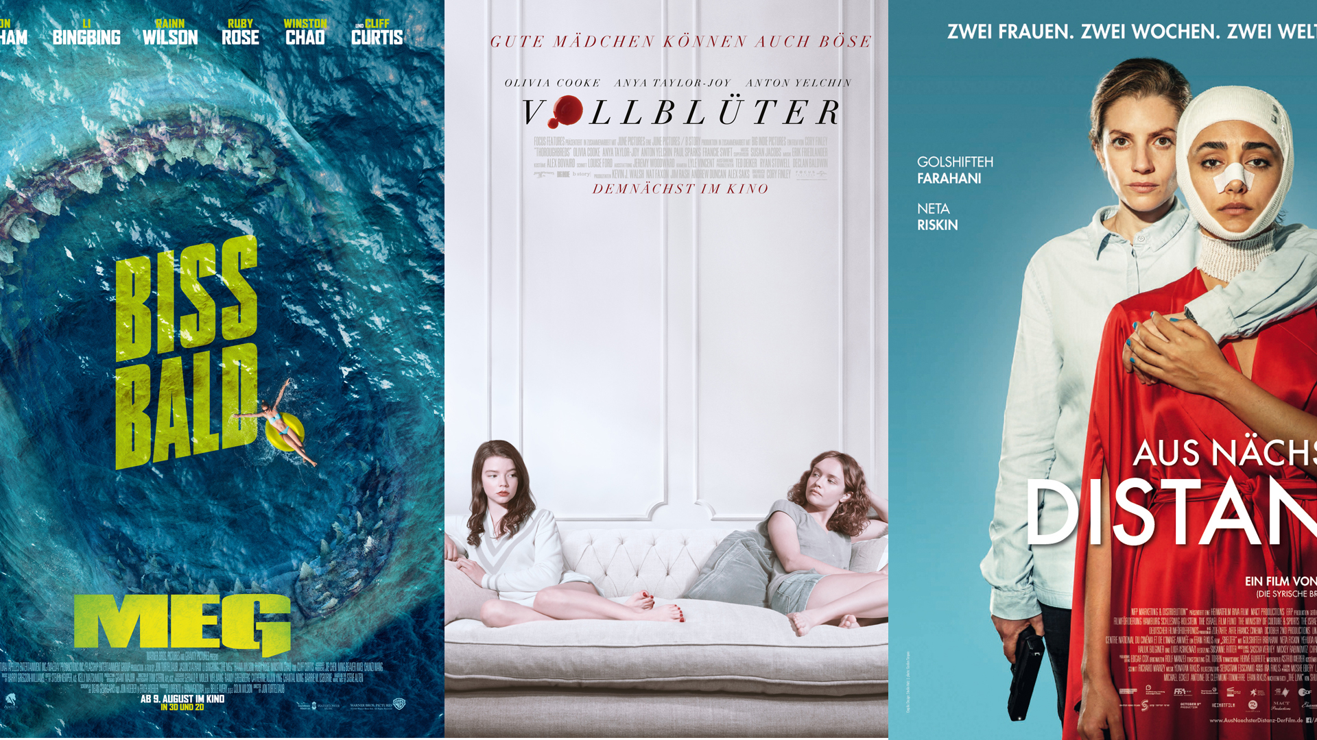Kinostarts (09.08.2018): Jason Statham im Kampf gegen einen prähistorischen Monster-Hai oder Frauen, die sich (wieder) kennenlernen – welchen Film schaut ihr im Kino?